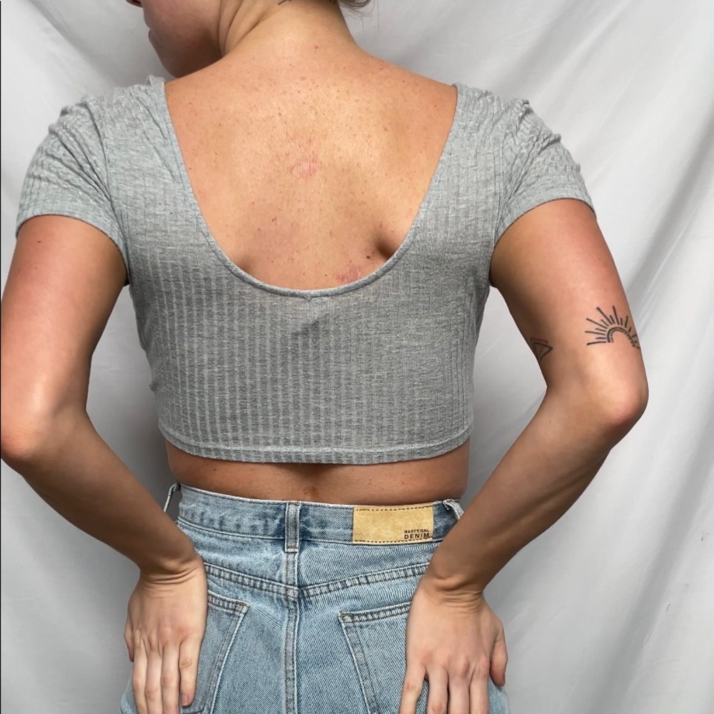 Heather Grey Crop Top - Picture 2 of 2